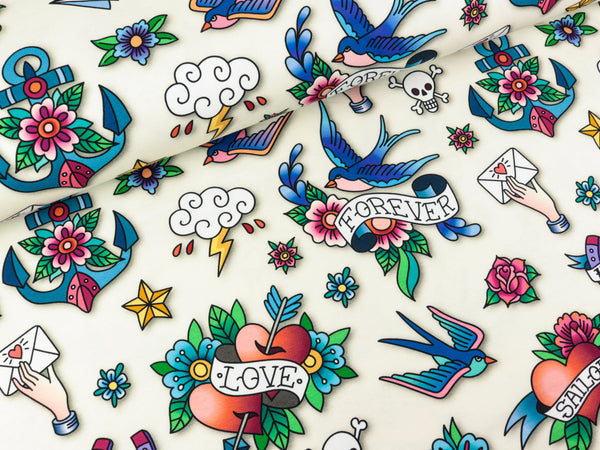 Hamburger Liebe Baumwolljersey Ahoy Good Luck meringa-bunt