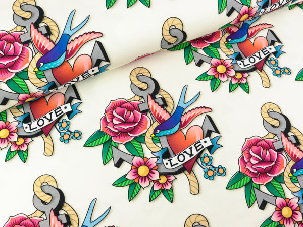 Hamburger Liebe Baumwolljersey Ahoy Tattoo Love meringa