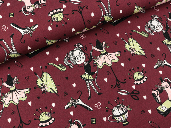 Baumwolljersey Klaas Kleine Schneiderin auf Bordeaux