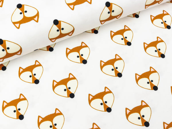 Baumwolljersey Mister Fuchs weiß by Cherry Picking