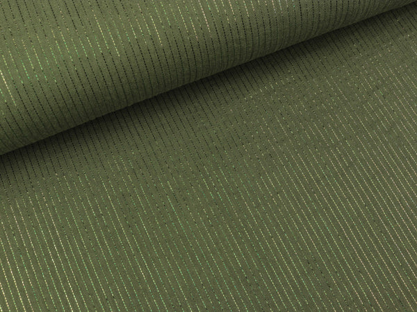 Baumwoll Musselin Double Gauze Bambino Lurex khaki mit Glitzerstreifen