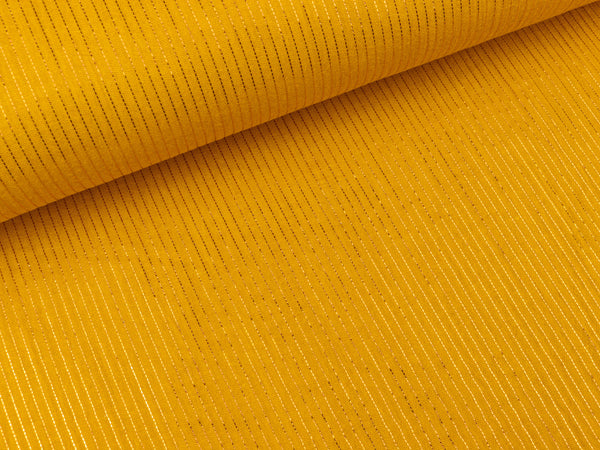 Baumwoll Musselin Double Gauze Bambino Lurex ocre mit Glitzerstreifen