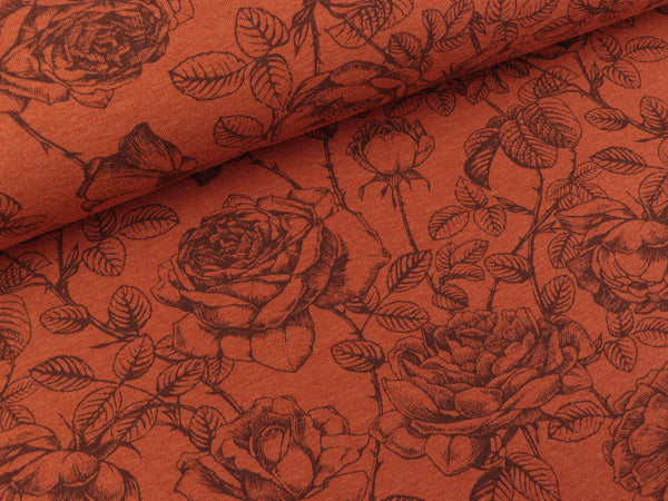 Melange Sweat Mareike Rosenmuster auf terracotta melange
