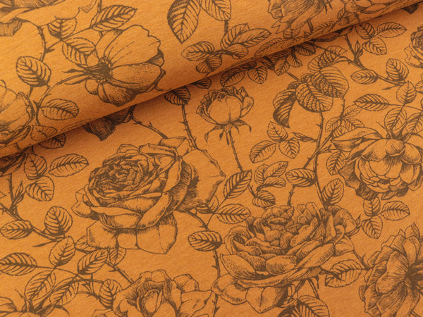 Melange Sweat Mareike Rosenmuster auf ocker melange