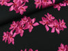 Baumwolljersey Elise Magnolienblüten erika auf Schwarz by Bienvenido Colorido