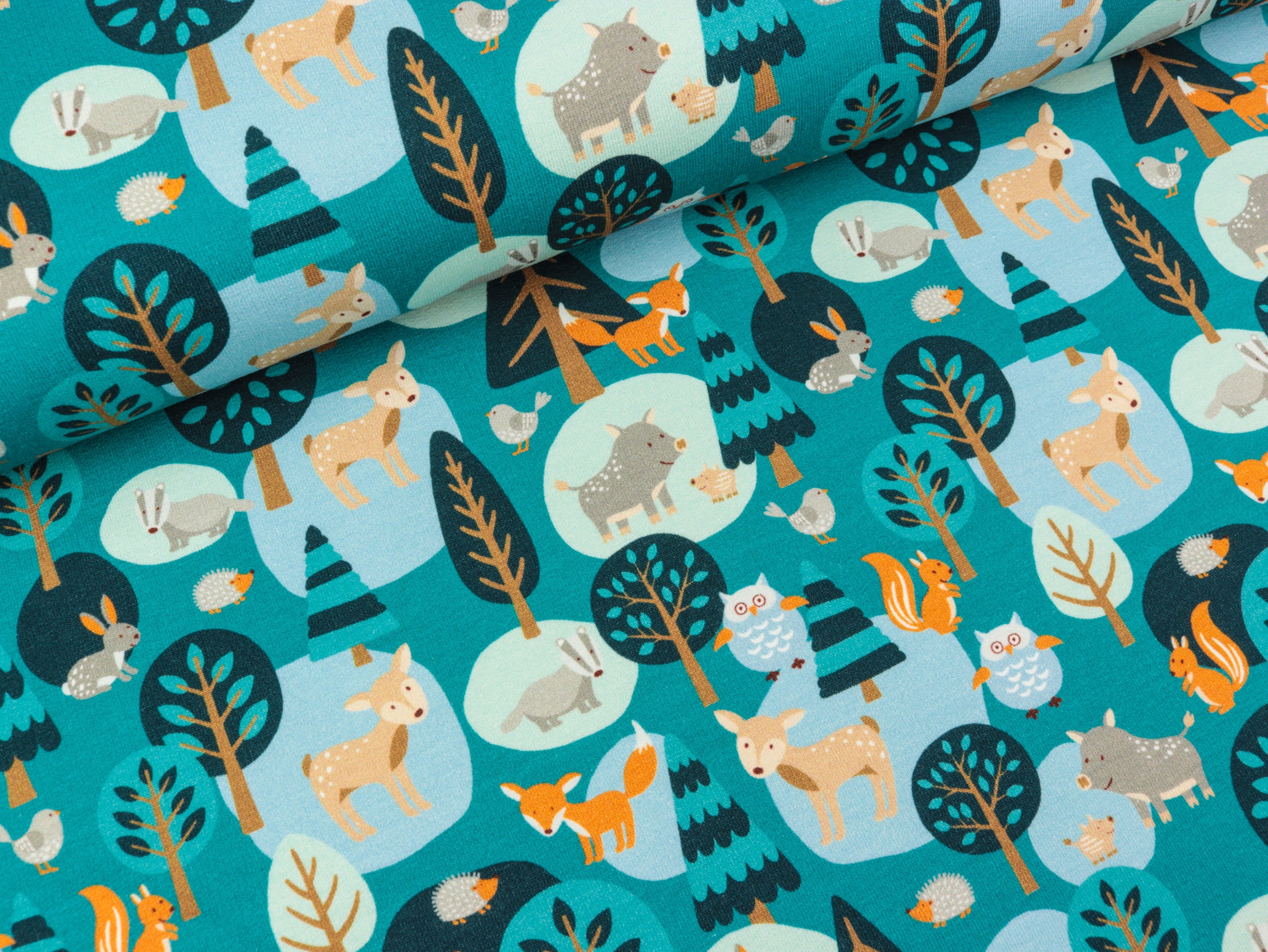 Jersey Alpenfleece Jerseystoff Eule Waldtiere Jersey Panel Eule