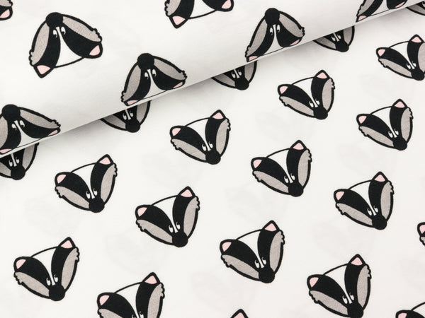 Baumwolljersey Mister Dachs weiß by Cherry Picking