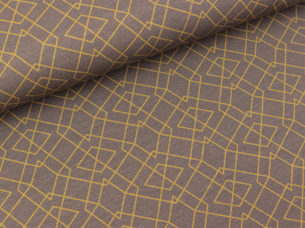 Baumwolljersey Klaas Geometric goldgelb auf Schlamm