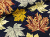 Baumwollsweat Toronto Herbstlaub bunt auf Dunkelblau
