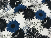 Baumwolljersey Johanna Blüten jeansblau-schwarz auf Weiß