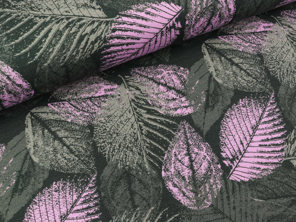 French Terry Levi Blätter flieder-grau