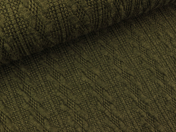 Strickstoff Zopfstrick Carmen khaki uni