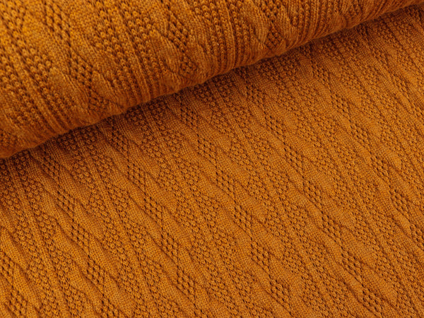 Strickstoff Zopfstrick Carmen ocker uni