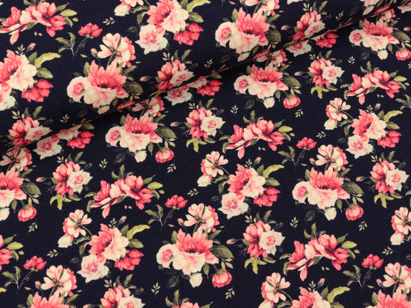 Baumwolljersey Henry Streublümchen auf Tiefblau