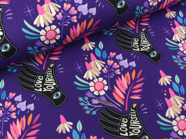 Hamburger Liebe Leichter Baumwollsweat Only You Love Yourself viola-bunt