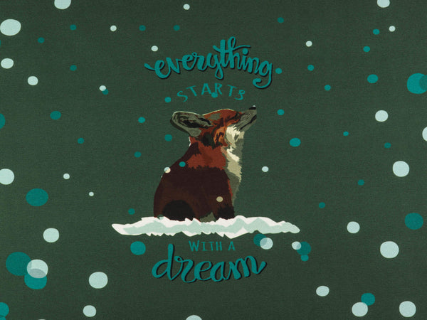 French Terry Fuchs Dreamer dunkelgrün by Bienvenido Colorido Panel 90cm