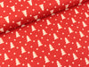 Baumwoll Webware Noel Tannenbäume und Punkte auf Rot