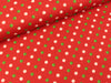 Baumwoll Webware Noel Punkte natur-grün auf Rot