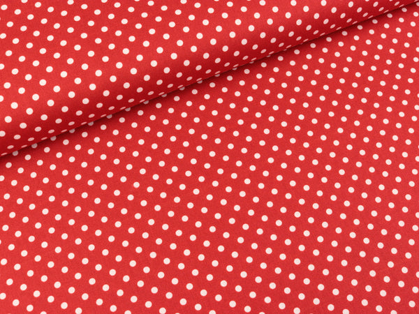 Baumwoll Webware Joel Punkte weiß auf Rot