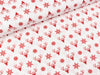 Baumwoll Webware Joel Hirsche und Schneeflocken rot auf Weiß