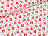 Baumwoll Webware Joel Geschenke und Zuckerstangen rot auf Weiß