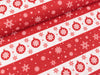 Baumwoll Webware Joel Weihnachtskugeln und Schneeflocken rot-weiß