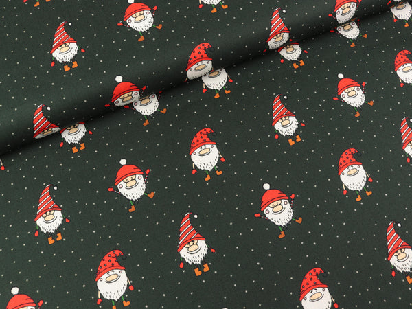 Baumwoll Webware Joel Weihnachtswichtel auf Tannengrün