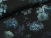 French Terry Nature Morte Mystic Flowers dunkelblau-rauchblau-wasserblau auf Schwarz
