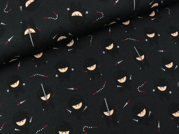 Baumwolljersey Jesse Kleine Ninjas auf Anthrazit