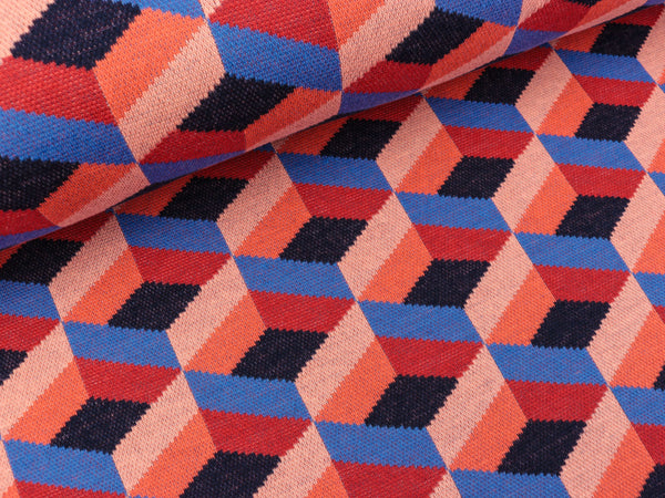 Hamburger Liebe 5 Farb-Jacquardjersey Darling Things Boxes flamme-bluette-blue navy-papaia-nude