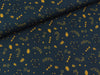 Baumwoll Webware Jule Beeren, Blätter und Zweige goldgelb auf Nachtblau