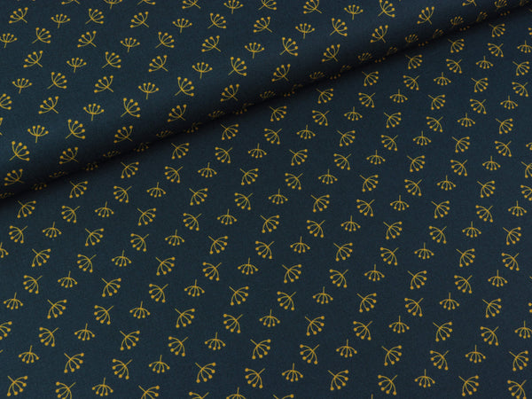 Baumwoll Webware Jule Pusteblumen goldgelb auf Nachtblau