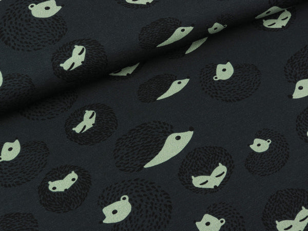 Baumwolljersey Little Fella Igel auf Anthrazit by Bienvenido Colorido