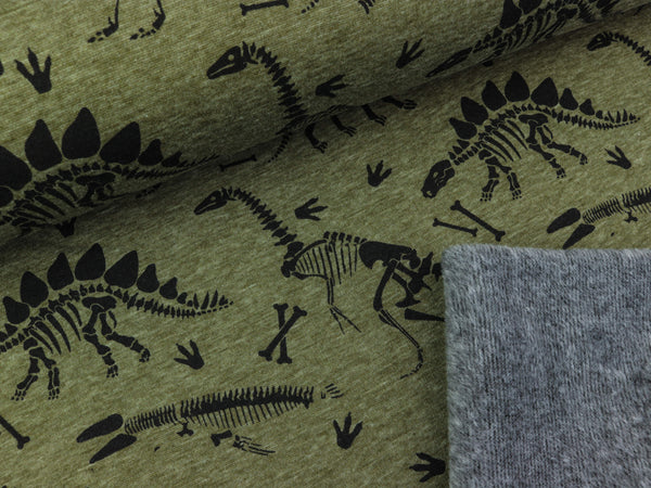 Alpenfleece Eiger Dinofossilien schwarz auf khaki meliert