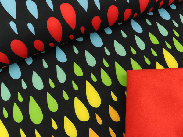 NANO Softshell Robin Bunte Regentropfen auf Schwarz
