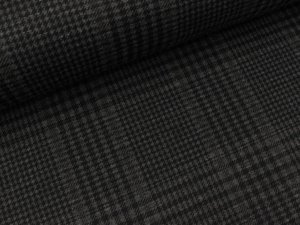 Punta di Roma Romanit Jersey Check schwarz-grau-khaki meliert