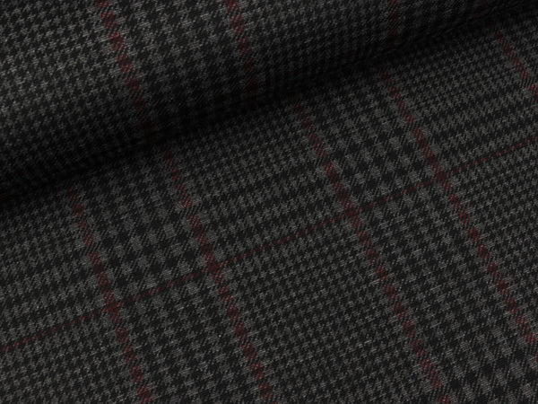 Punta di Roma Romanit Jersey Check schwarz-grau-bordeaux meliert