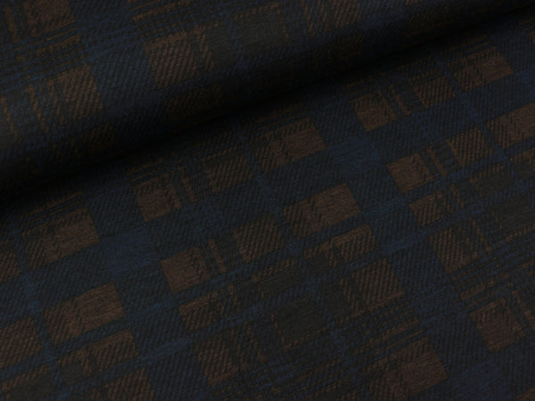 Punta di Roma Romanit Jersey Karo dunkelblau-schwarz-camel meliert