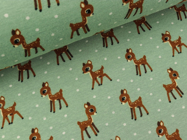 Happy Fleece kleine Rehe im Schnee auf Dusty mint