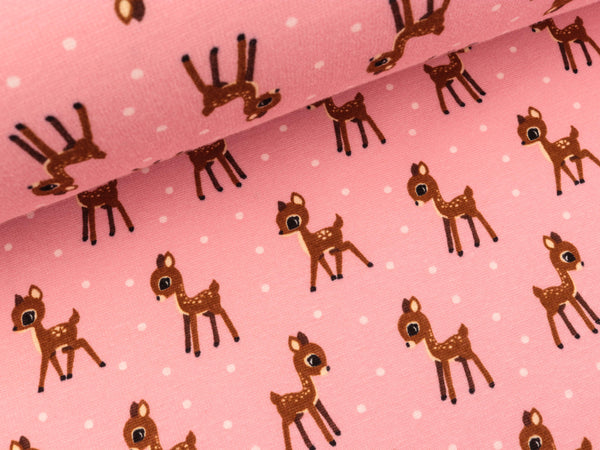 Happy Fleece kleine Rehe im Schnee auf Rosa