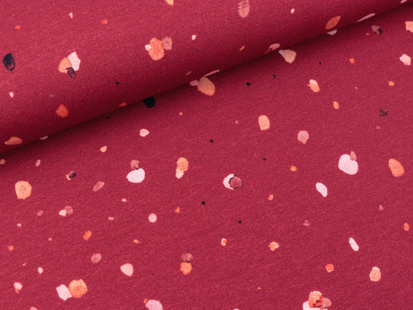 Baumwolljersey Dots bunt auf Berry Digitaldruck
