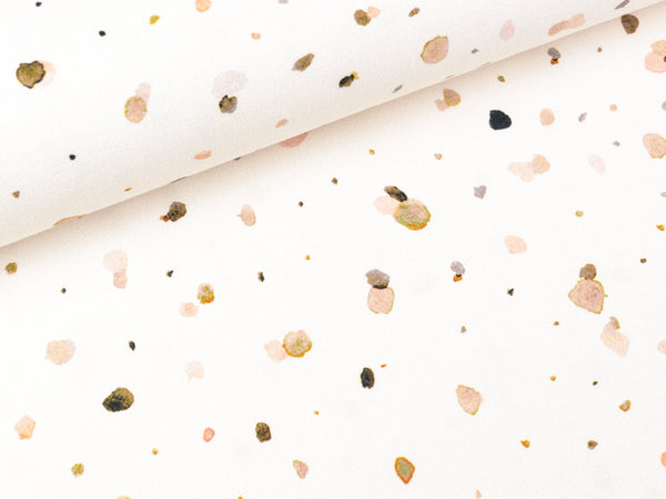 Baumwolljersey Dots bunt auf Sand Digitaldruck