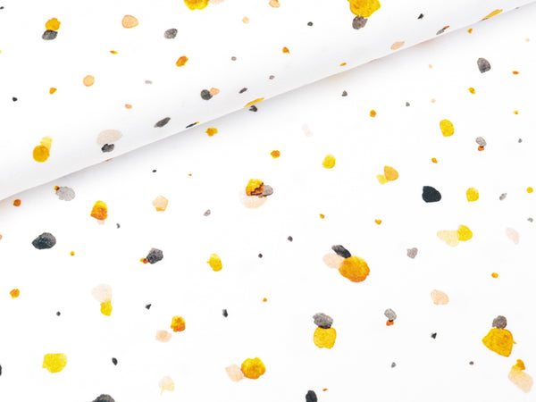 Baumwolljersey Dots bunt auf Weiß Digitaldruck