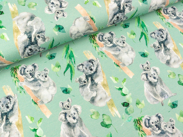 Baumwolljersey Nora Koalabären auf Mint
