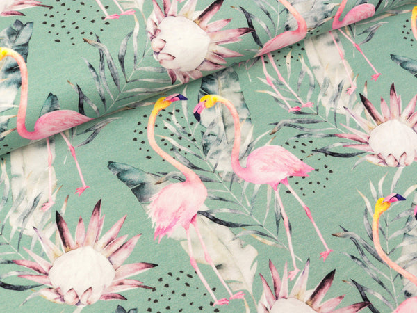 Baumwolljersey Nora Flamingozauber auf Oldmint