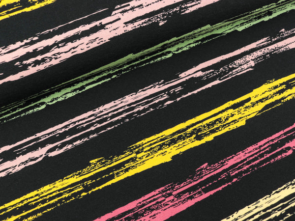 Modalsweat Joana Streifen bunt auf Schwarz