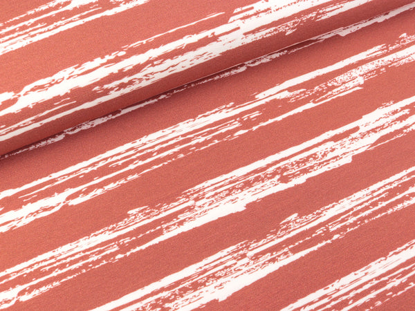 Modalsweat Joana Streifen weiß auf Ziegelrot