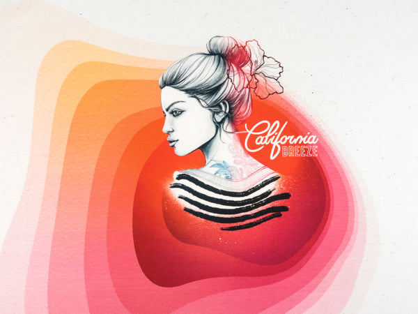 Baumwolljersey California Breeze Beachgirl weiß-koralle Thorsten Berger Panel 84cm