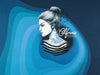 Baumwolljersey California Breeze Beachgirl deep blue-türkis Thorsten Berger Panel 90cm