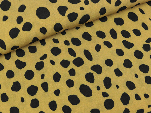 Viskose Webware Pauline Tupfen schwarz auf Goldocker